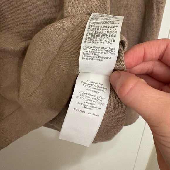 NWT J.Crew Factory Cotton Ruffleneck Sweater Hthr Mushroom color Women’s size L - Picture 7 of 7